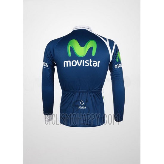 Movistar Cycling Jersey Bib Tight 2012 Long Sleeve Blue